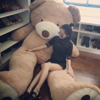 超大号布娃娃1.6米2米玩偶抱枕公仔熊毛绒玩具送女友1.8米大熊女浅棕色美国大熊1.6米(不说话版)