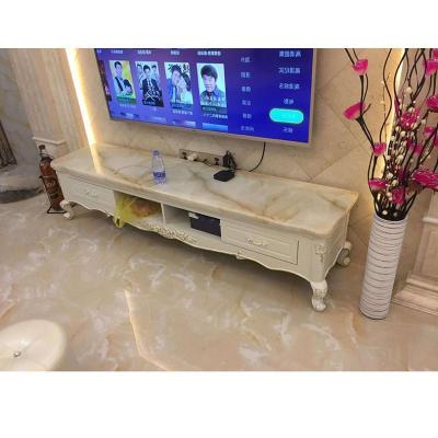 森美人欧式电视柜法式大理石面白实木全客厅电视柜套装