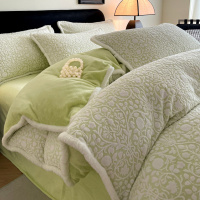 秋冬加厚保暖季烂花牛奶绒四件套新款珊瑚绒床单被套床上用品