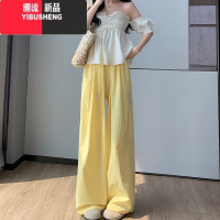 YIBUSHENG山本裤女高腰宽松休闲裤慵懒风肌理感阔腿裤轻薄日加长皱