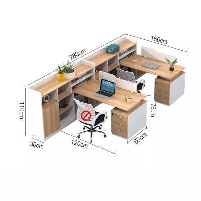 迅迈 F型两人位[含柜]职员办公桌简约现代电脑桌子办公室屏风卡座财务桌