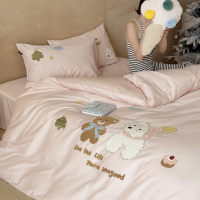 暖呼呼~敲可爱|100s长绒棉磨毛四件套全棉高端卡通毛巾绣床品