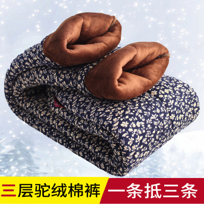 YIBUSHENG中老年棉裤女冬加绒加厚外穿保暖妈妈裤子宽松驼绒老年人奶奶裤装妈妈装