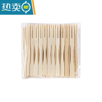 敬平套装水果签家用两齿塑料水果签竹制蛋糕点心甜品叉子 竹制水果叉100只