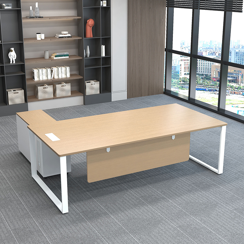 臻远ZY-D557-04简约办公桌主管桌经理桌含副柜五角管台架2400*1200