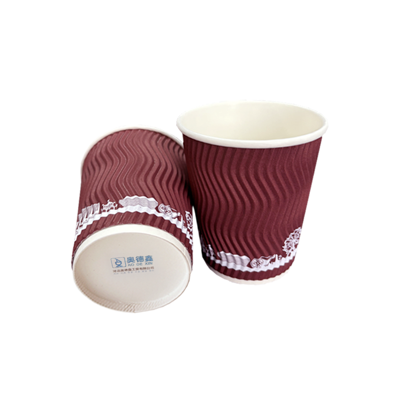 奥德鑫 红色白边双层加厚瓦楞纸杯280ml 1只装
