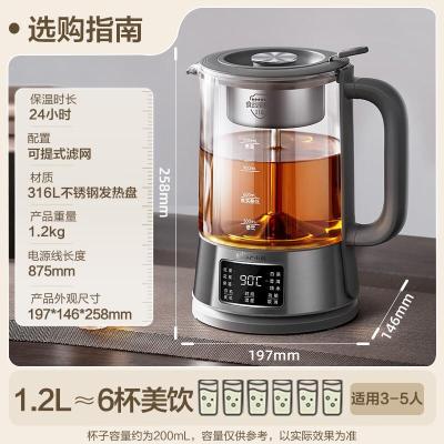 小熊(Bear)养生壶 1.2L大容量煮茶器煮茶壶 316L不锈钢喷淋蒸茶壶泡茶壶 ZCQ-D12L6