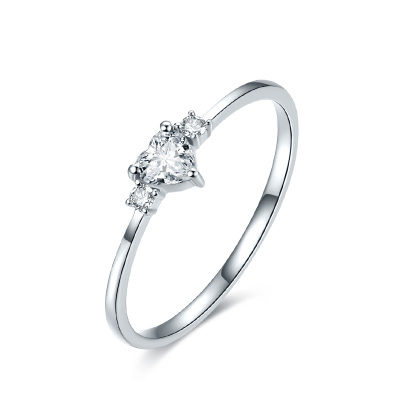 周六福珠宝白18K金钻石戒指女戒wp