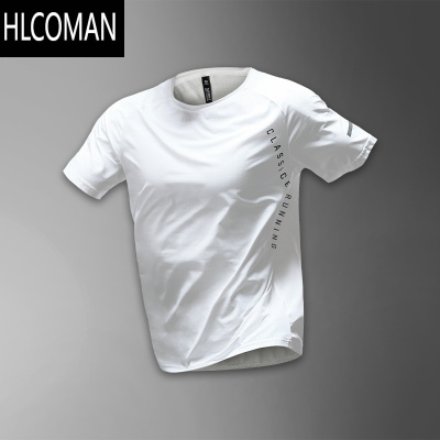 HLCOMAN冰丝运动t恤男士速干夏季薄款跑步短袖新款白色透气上衣训练衣服
