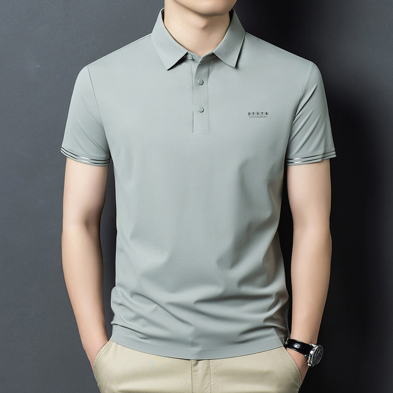 春夏新款男士纯色短袖Polo衫商务休闲轻商务翻领时尚潮流男装