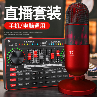 十盏灯T2-1声卡唱歌手机专用话筒直播声卡套装设备全套K歌主播网红抖录音手机麦克风快手喊麦苹果通用