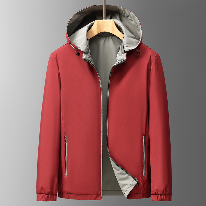 可脱卸双面穿男士夹克秋季新款商务中年连帽爸爸外套男