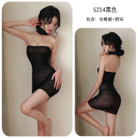 长夜漫漫情趣内衣性感情趣网衣烫钻满天星套装制服诱惑包臀裙5214