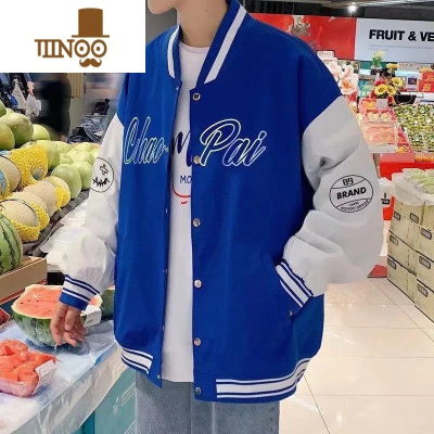 YANXU克莱因蓝棒球服外套男2023ins港风宽松美式潮牌上衣