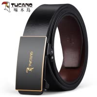 啄木鸟男士皮带无牙内穿自动扣年轻人潮流牛皮男款商务裤腰带真皮