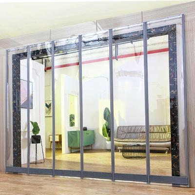 空调帘磁铁对吸超市闪电客隔热塑料隔断帘磁吸夏季防蚊透明软帘2.0mm磁吸灰色边+配重宽50cm*高205cm/一片