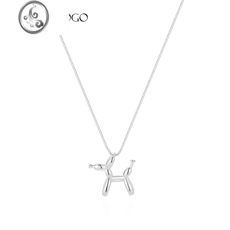 JiMi气球狗银银项链轻奢小众设计感锁骨链情侣链七夕女生颈链