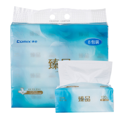 齐心 LPRC0003 臻品系列纸面巾 软抽纸 120抽 3层 白 1箱装