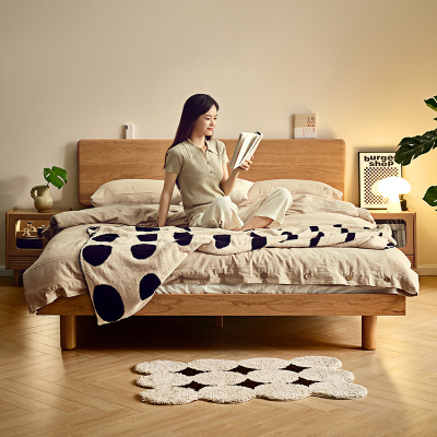 全友家居简约现代纯实木床主卧室双人大床2024年新款