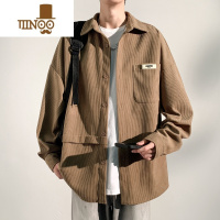 YANXU胖胖哥港风灯芯绒衬衫男潮流休闲大码衬衣长袖宽松翻领外套