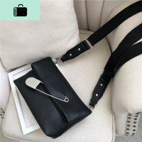 软皮包包女2020港风新款大别针洋气女包时尚百搭折叠单肩斜挎包潮NEW LAKE 黑色收藏送卡包一个女斜挎包