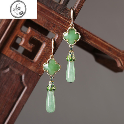 JiMi配旗袍的玉耳环 古风耳饰银银 2023年新款潮女 原创国风耳坠