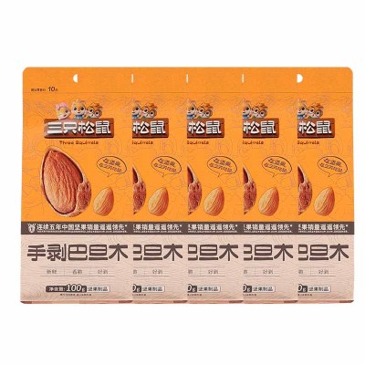 三只松鼠巴旦木坚果零食小吃扁桃仁坚果干果巴旦木100g*5袋