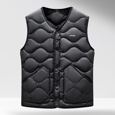 90新国标秋冬新款简约内穿外搭羽绒马甲男士中年保暖背心羽绒坎肩_494