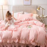 家柏饰(CORATED)全棉水洗棉四件套全棉1.8米床单被套少女心公主风床上用品