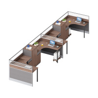 科朔 办公桌职员桌 员工桌 板式屏风桌 带小柜 四人位 KS-06L3022