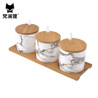 梵澜狸大理石纹陶瓷调味罐TA44 套