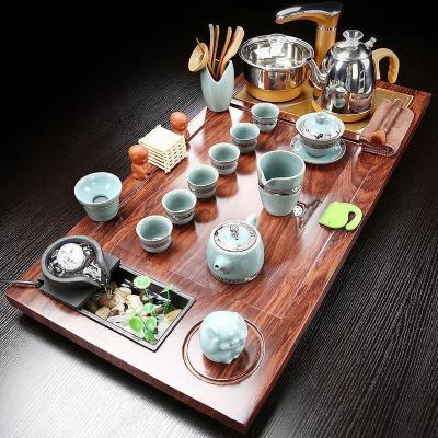 家柏饰(CORATED)家用全自动茶盘茶台紫砂功夫茶具套装玻璃养生壶客厅办公室用茶道