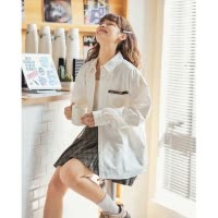 [2.5折价93元]唐狮早秋新款长袖衬衫女学院风小众设计感简约百搭白色衬衣