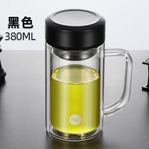 富光双层玻璃杯大容量过滤泡茶杯家用办公耐热带手柄水杯定制logo