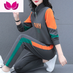七斓运动服套装女2023年春季新款时尚洋气大码宽松休闲卫衣套