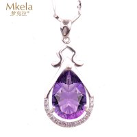梦克拉 Mkela S925银镶紫水晶水滴吊坠 抚心 日韩风格 吊坠 水晶 女士
