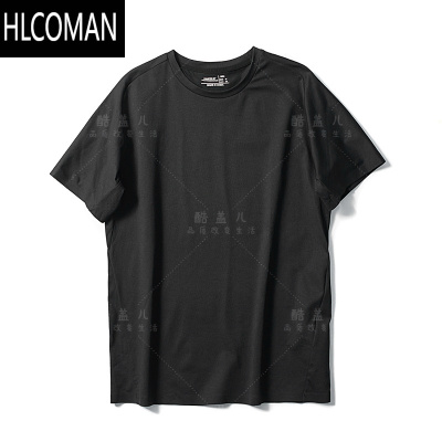 HLCOMAN英单轻奢 激光打孔透气无缝压胶男士吸湿速干排汗休闲短袖T恤