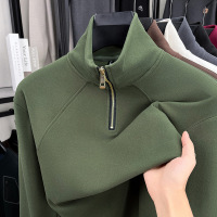 280克阳离子德绒卫衣男秋季新款立领拉链磨毛保暖男士打底衫