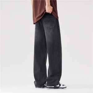 2026春夏新款水洗牛仔裤男士时尚宽松大码直筒美式复古阔腿男长裤