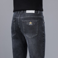 日常百搭高腰男士刺绣牛仔裤时尚弹力抗皱免烫宽松大码直筒裤男生