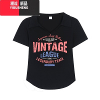 YIBUSHENG季2024年新款修身显瘦正肩短袖T恤白色polo体恤女短款上衣