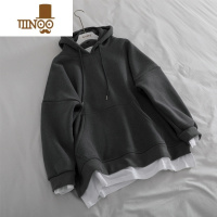 YANXU300斤特大码简约假卫衣男连帽加绒加厚外套ins潮宽松上衣