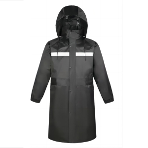 康迪.伊丝特 长款风衣式连体雨衣 黑色