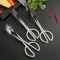 剪刀夹烧烤夹烤肉食品夹自助餐夹包子不锈钢防烫面包熟食厨房夹子 双面平头剪刀夹