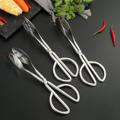 剪刀夹烧烤夹烤肉食品夹自助餐夹包子不锈钢防烫面包熟食厨房夹子 双面平头剪刀夹