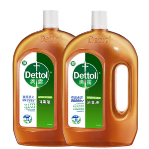 滴露 消毒液1.8L*2特惠装 除菌除螨99.999% 多种用途 小伤口适用