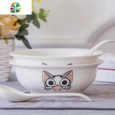 汤碗2个9寸 家用碗碟酸菜陶瓷汤碗汤盆大碗 饭店酒店餐具套装汤碗 FENGHOU [百合]2个汤谷2个大勺