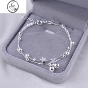 JiMi925银银手链双层星星女韩版学生个性首饰小众设计2023年新款ins 星辰大海铃铛版手链+绒盒