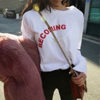 秋季新款韩版女士印花休闲长袖T恤女打底衫百搭上衣女装