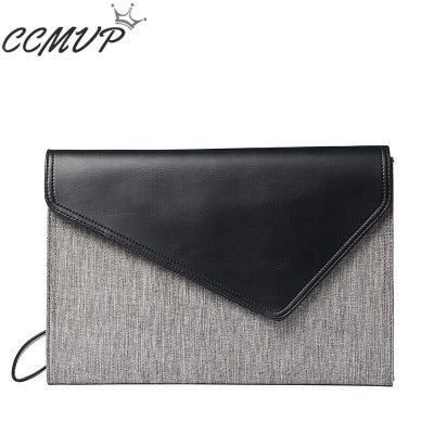 CCMVP品牌自营质量保证-CCMVP韩版男士翻盖灰色手拿包潮流商务文件包休闲信封包iPad包单肩包气质灰默认颜色